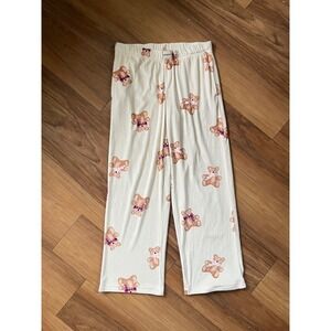 Joyspun Womens Teddy Bear Pajama Pants Cream Pink Purple Soft Lounge Bottoms S